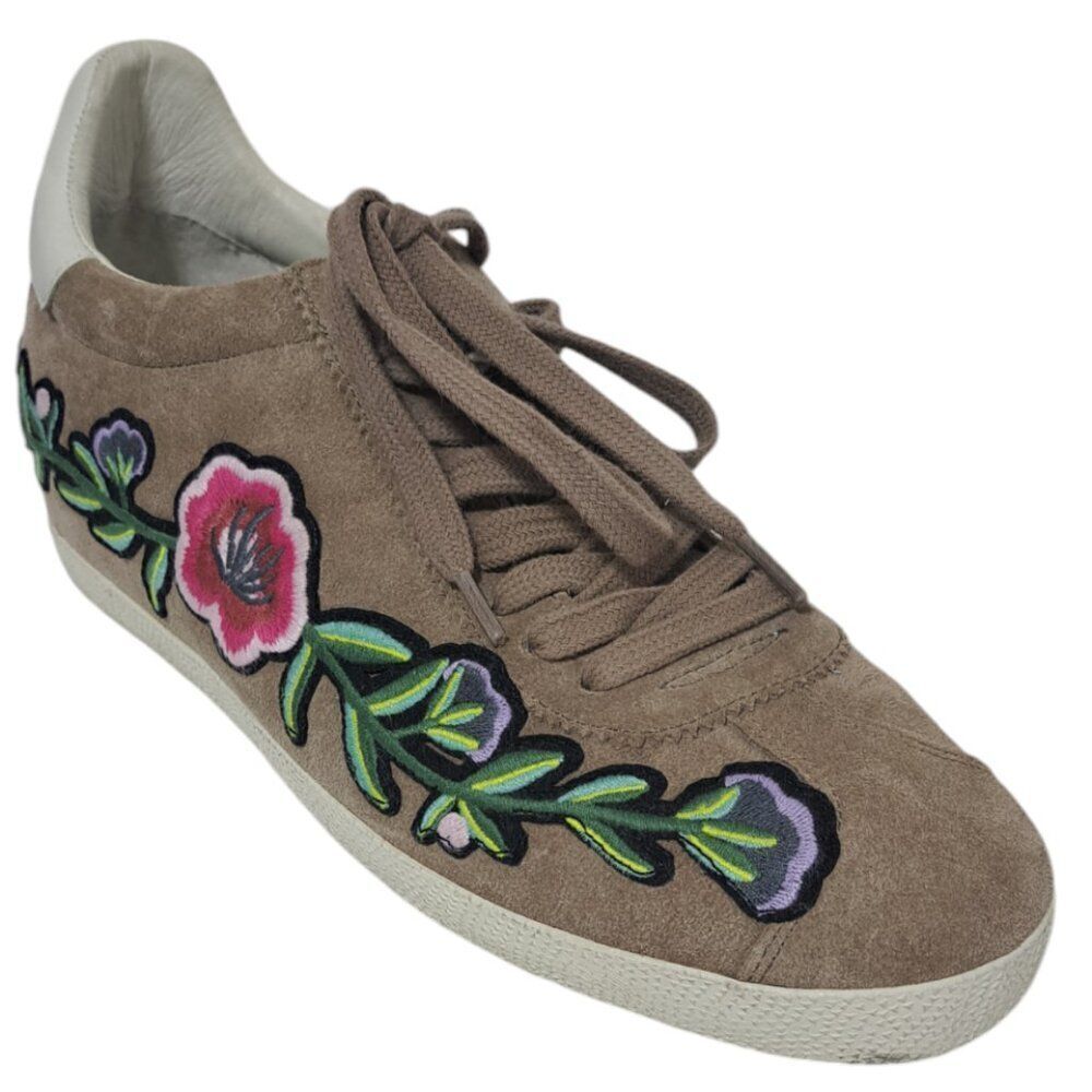 Keds Women's Tan Suede Floral Embroidered Comfort Shoes Sneakers Sz 40 - Picture 2 of 7